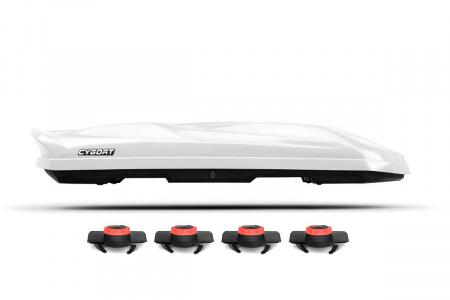 Автобокс CYBORT F1, 206x80x33, 410л, двухсторонний, белый мetallic, быстросъемные крепления краб. от магазина ФаркопРос